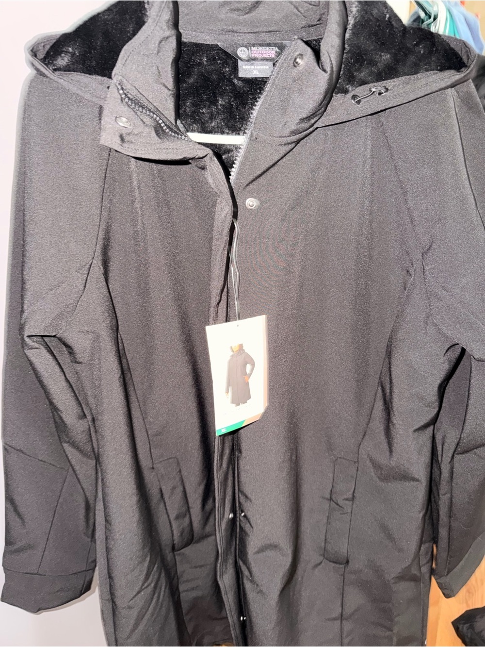 Mondetta Black Hooded Ski Jacket with Faux-Fur Trim